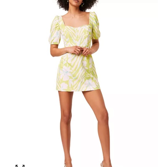 Neon French connection lime green Verona whisper dress size 8 - Picture 3 of 6